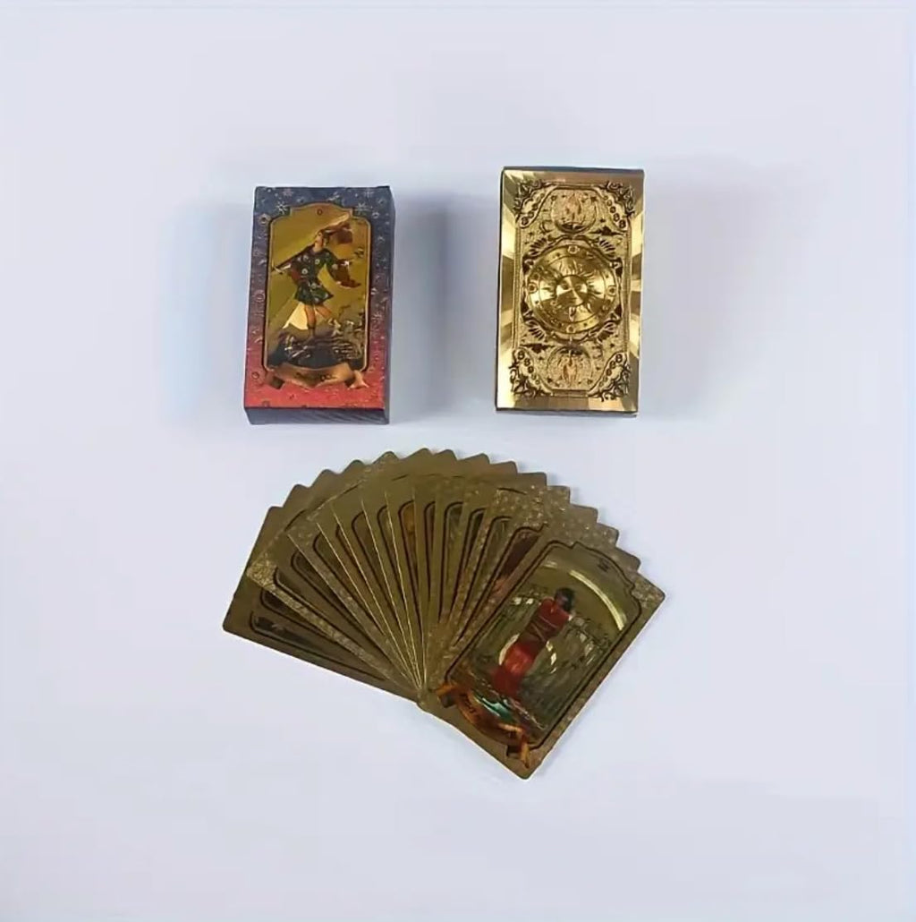 Generico Tarocchi Gold Foil Tarot – Mazzo di 78 Carte con Finitura Dorata | Tarocchi Divinatori Lusso per Lettura, Meditazione e Collezione