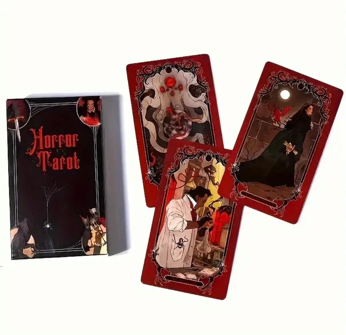 Generico Tarocchi Horror Tarot, Mazzo Completo 78 Carte, Tema Gotico Oscuro, Tarocchi Divinatori da Collezione con Illustrazioni Artistiche