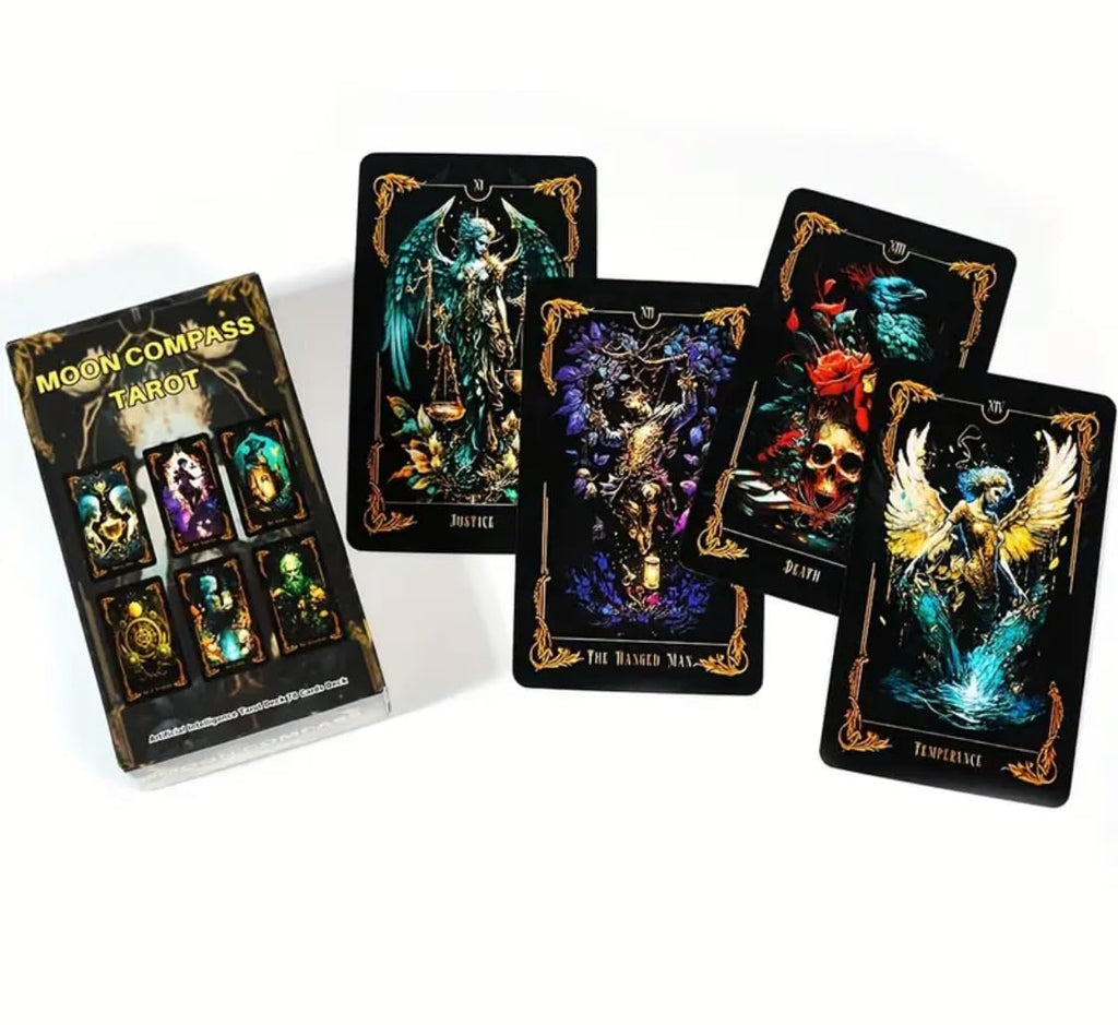 Generico Tarocchi Moon Compass Tarot, Mazzo di 78 Carte da Divinazione, Collezione Fantasy Art Nouveau, Illustrazioni Mistiche a Colori
