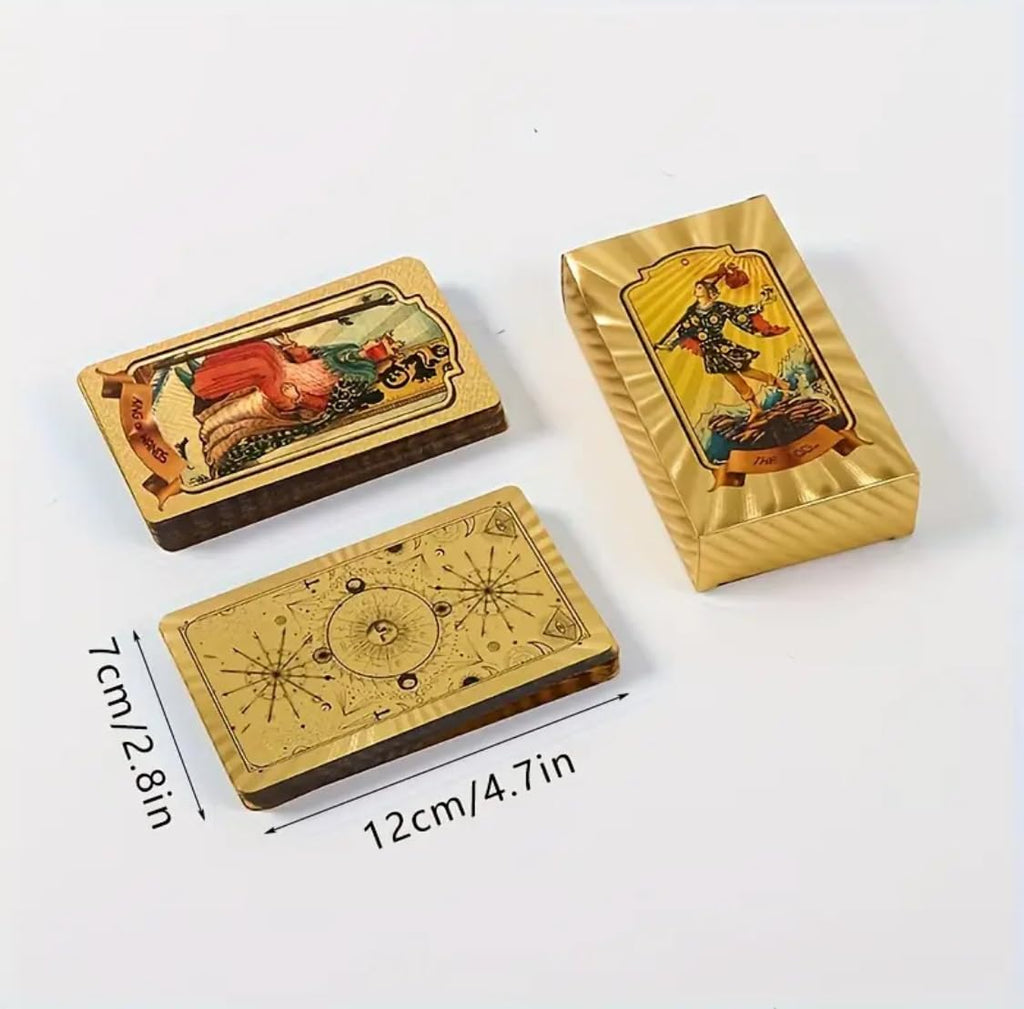 Generico Tarocchi Dorati di Lusso, 78 Carte Placcate in Oro, Stile Classico Rider Waite, 12 x 7 cm, Edizione da Collezione