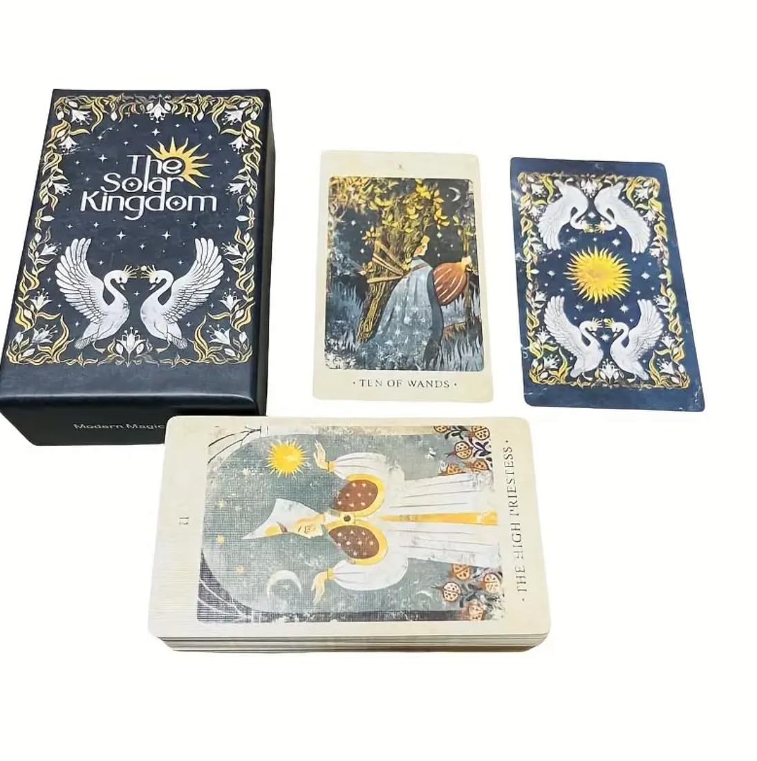 Generico Tarocchi The Solar Kingdom Tarot, Set di 86 Carte Illustrate, Arcani Maggiori e Minori con Carte Extra, Design Celestiale con Sole e Colombe