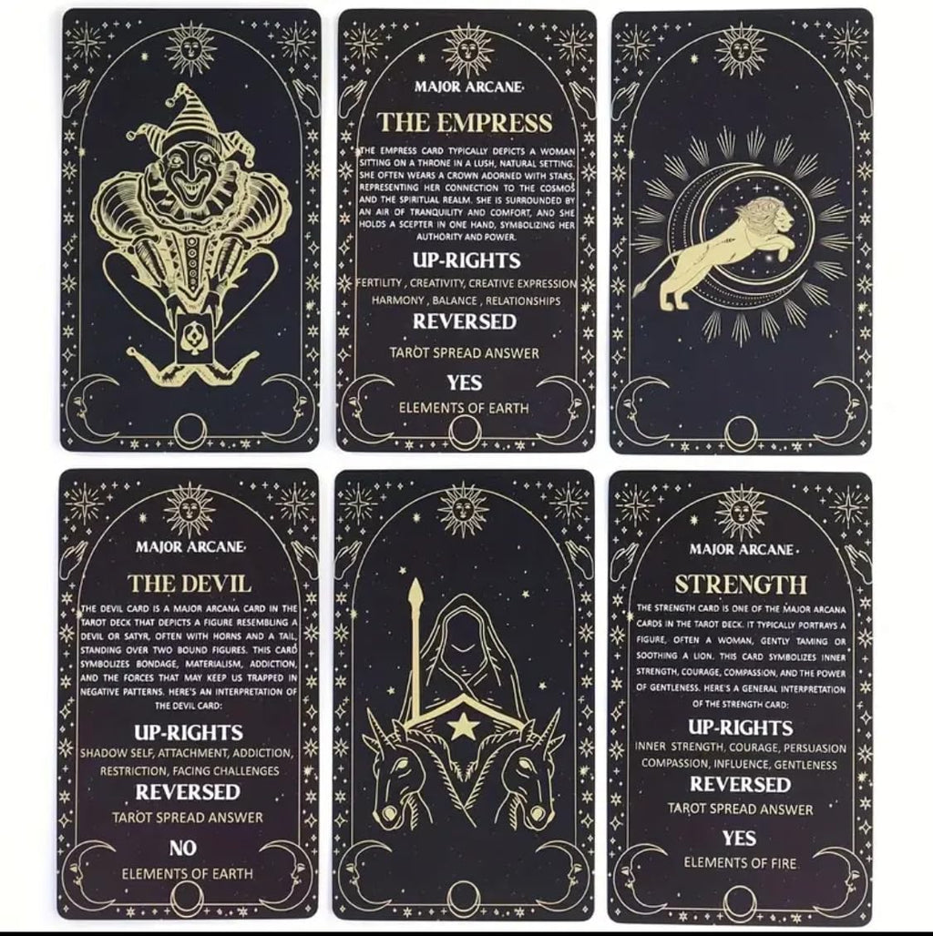 Generico Tarocchi Tarot Meaning Cards – Mazzo Completo di 78 Carte Illustrate in Stile Esoterico – Tarocchi con Significati Stampati su Ogni Carta
