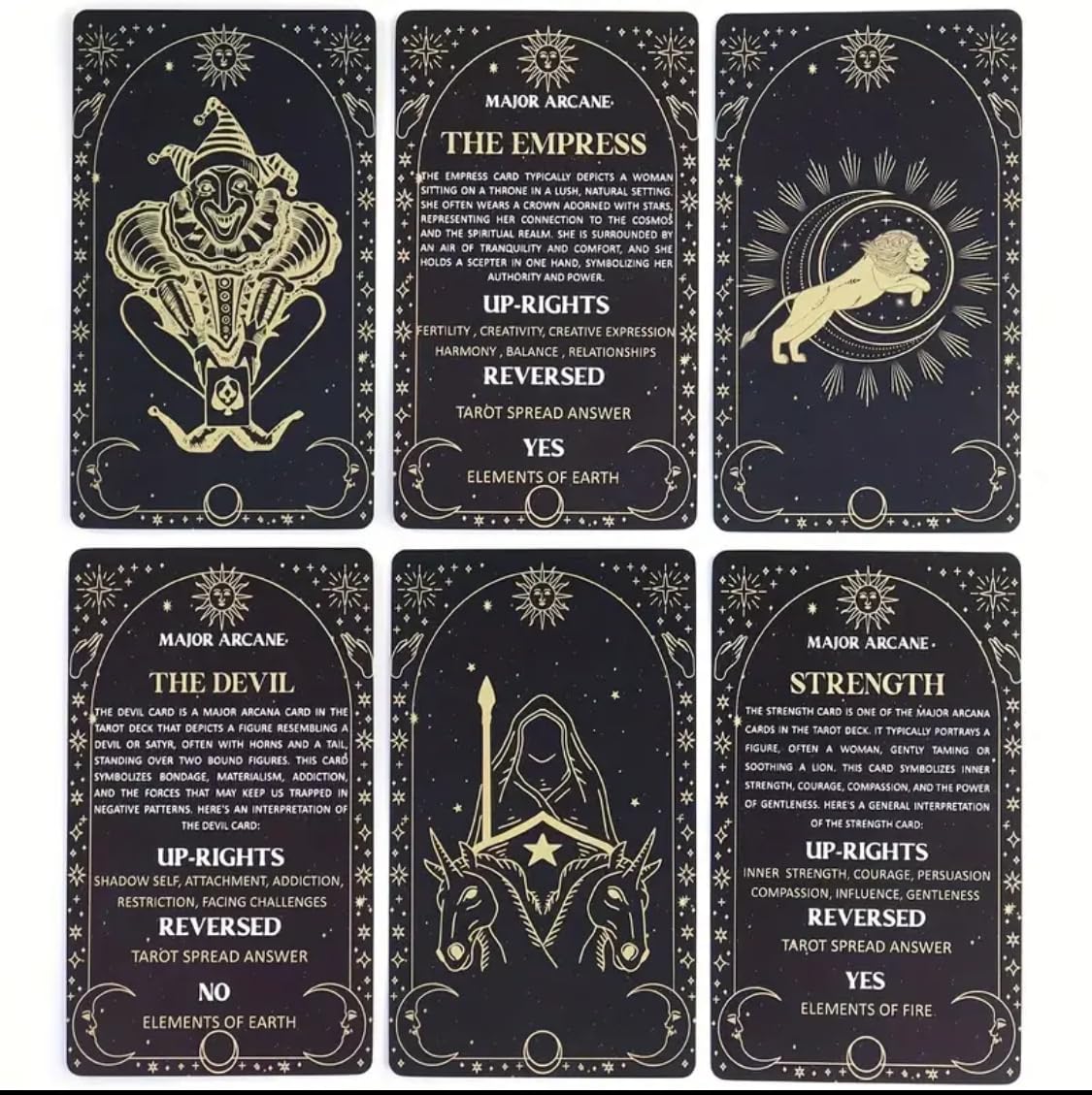Generico Tarocchi Tarot Meaning Cards – Mazzo Completo di 78 Carte Illustrate in Stile Esoterico – Tarocchi con Significati Stampati su Ogni Carta