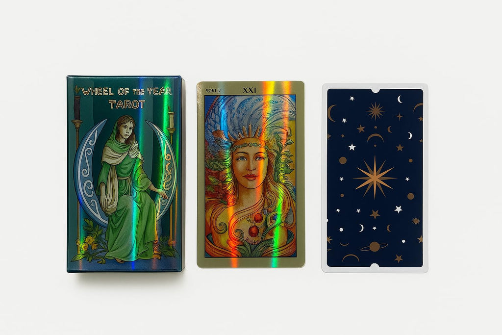 Generico Tarocchi Wheel of the Year Tarot, Mazzo di Carte dei Tarocchi Olografiche, 78 Carte Complete per Divinazione e Meditazione Spirituale