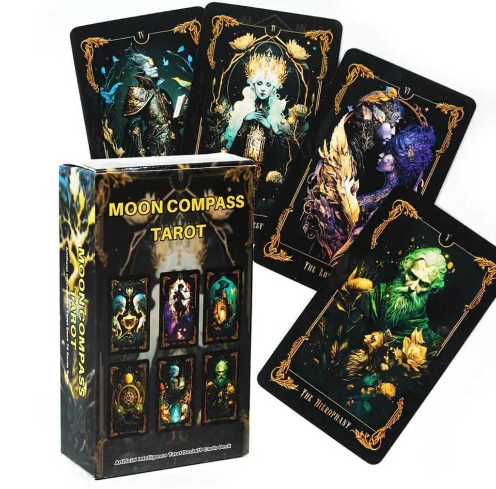 Generico Tarocchi Moon Compass Tarot, Mazzo di 78 Carte da Divinazione, Collezione Fantasy Art Nouveau, Illustrazioni Mistiche a Colori