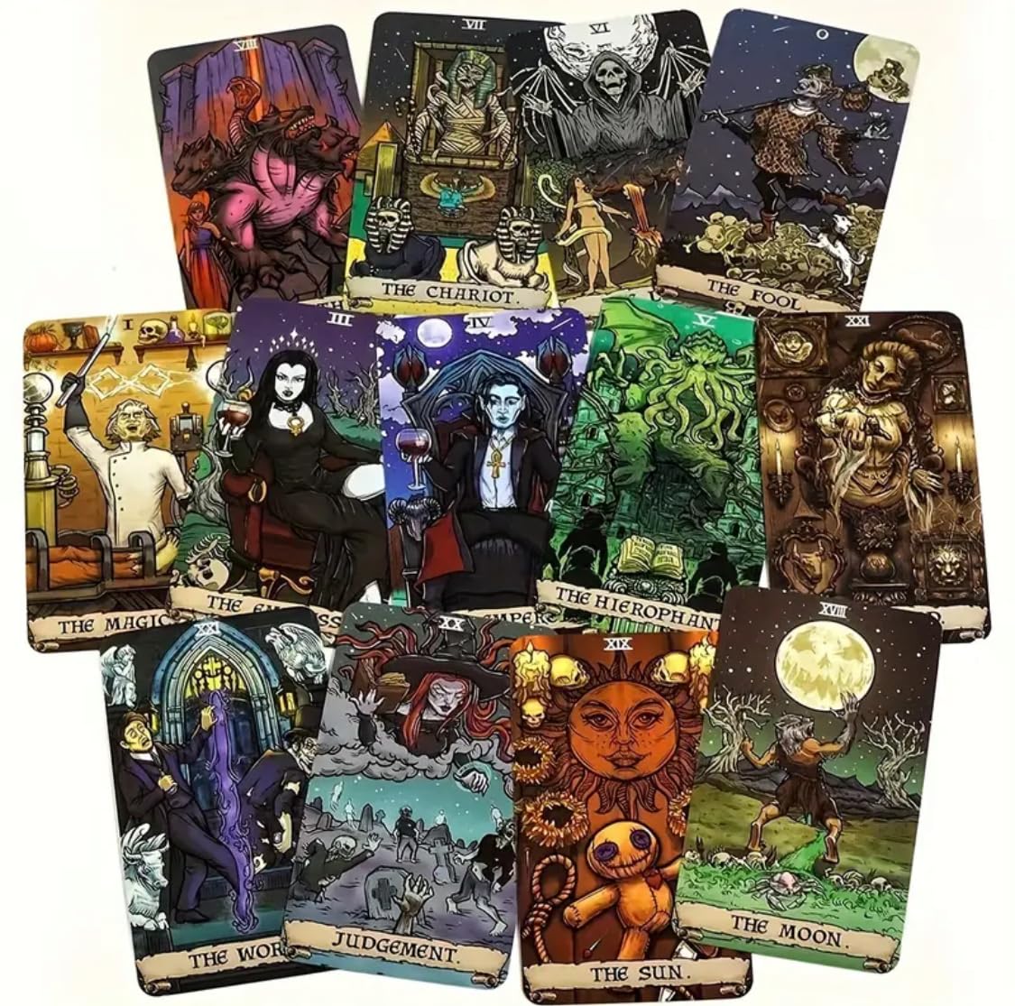 Generico Terror Tarot - Mazzo di Carte dei Tarocchi Arcani Maggiori, 23 Carte da Collezione Horror Gothic, 10,6 x 6,2 cm