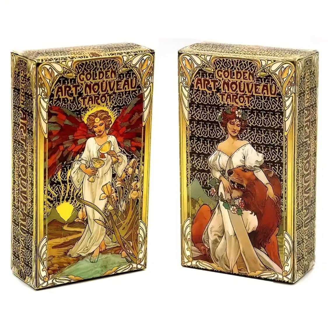 Generico Tarocchi Golden Art Nouveau Tarocchi, Mazzo di Carte dei Tarocchi di Lusso, Collezione Esoterica Completa in Stile Art Nouveau