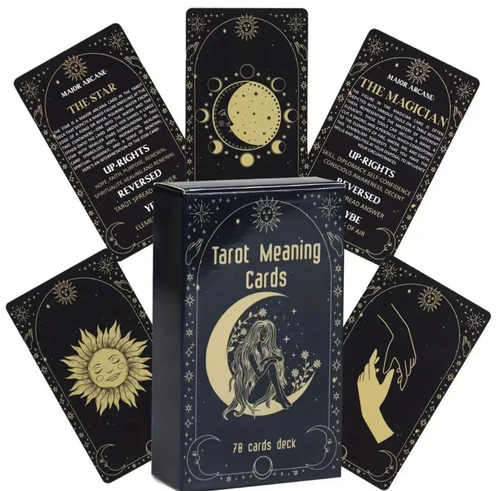 Generico Tarocchi Tarot Meaning Cards – Mazzo Completo di 78 Carte Illustrate in Stile Esoterico – Tarocchi con Significati Stampati su Ogni Carta