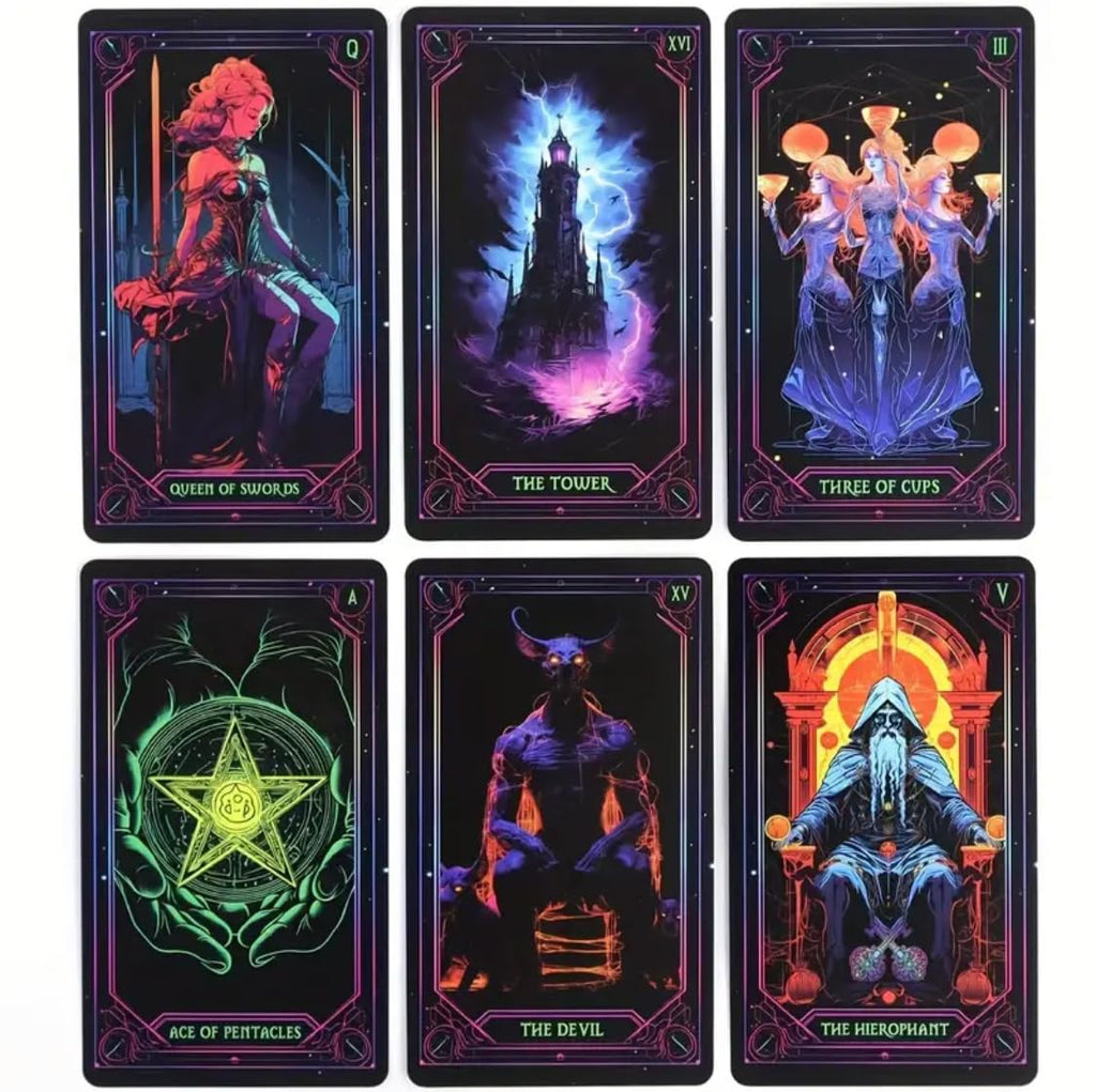 Generico Tarocchi Inspired Neon Tarot – Mazzo di 78 Carte Colorate | Tarocchi Divinatori Moderni per Letture Spirituali, Meditazione e Intuizione