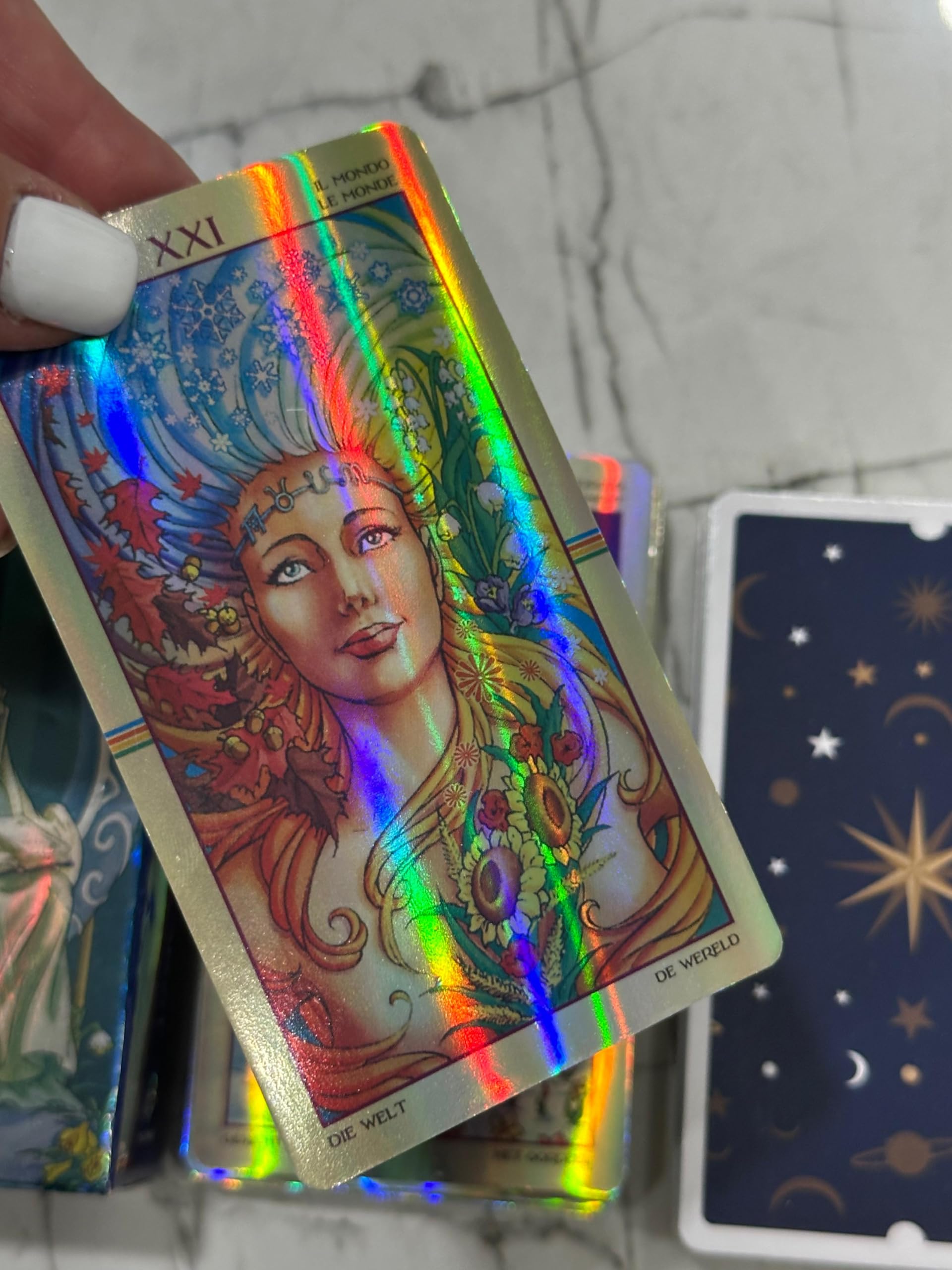 Generico Tarocchi Wheel of the Year Tarot, Mazzo di Carte dei Tarocchi Olografiche, 78 Carte Complete per Divinazione e Meditazione Spirituale